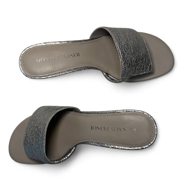 DONALD PLINER Vimm Pebbled Slip-on Mid Heel, Metallic Light Taupe, Sz 7, NEW - Picture 5 of 12
